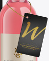 Clear Glass Pink Wine Bottle With Box Mockup