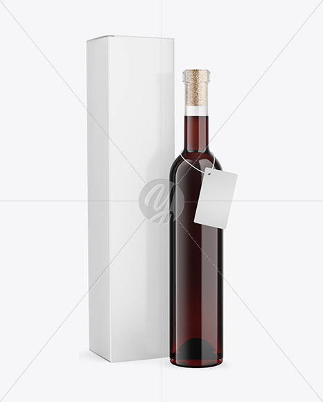 Clear Glass Red Wine Bottle With Box Mockup