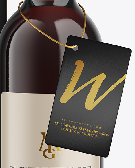 Clear Glass Red Wine Bottle With Box Mockup