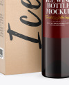 Amber Glass Red Wine Bottle With Box Mockup