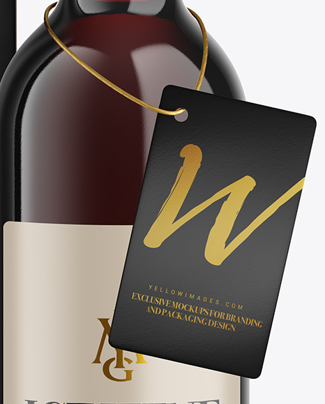 Green Glass Red Wine Bottle With Box Mockup