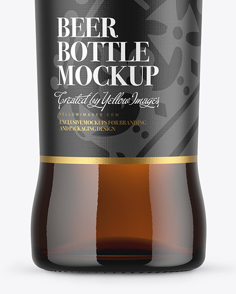 500ml Amber Beer Bottle Mockup