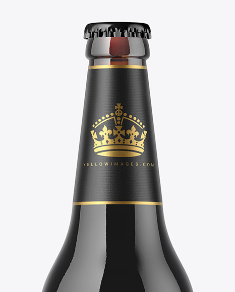 500ml Dark Amber Stout Beer Bottle Mockup