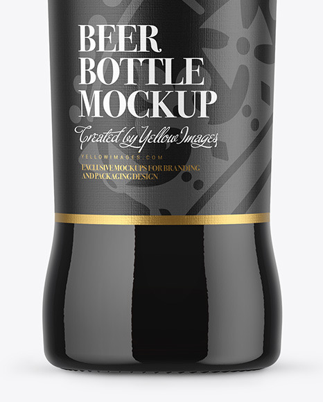 500ml Dark Amber Stout Beer Bottle Mockup