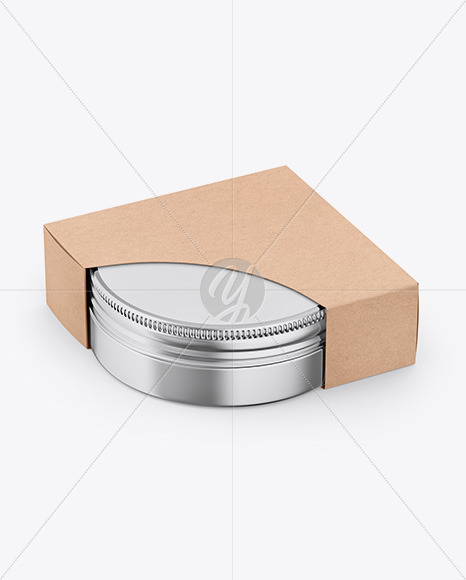 Glossy Metallic Jar W/ Kraft Box Mockup