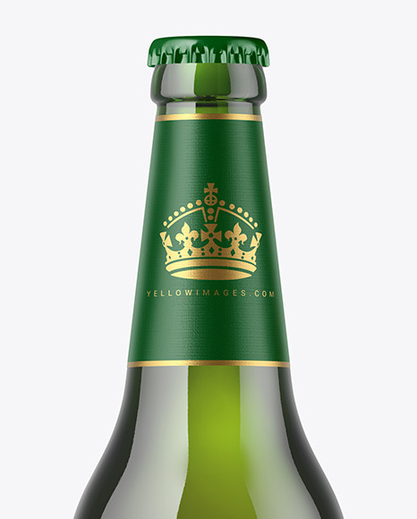 500ml Green Glass Beer Bottle Mockup