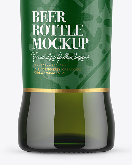 500ml Green Glass Beer Bottle Mockup