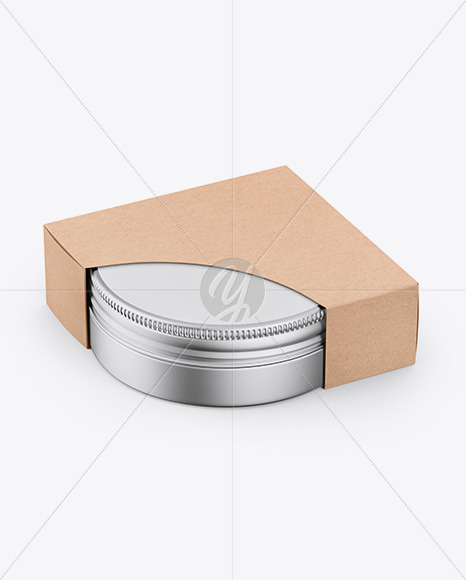 Matte Metallic Jar W/ Kraft Box Mockup