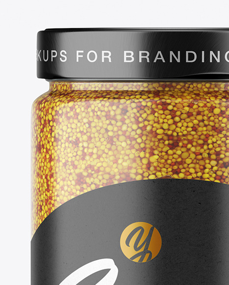 Сlear Glass Jar with Wholegrain Mustard Mockup