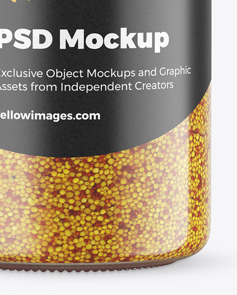 Сlear Glass Jar with Wholegrain Mustard Mockup