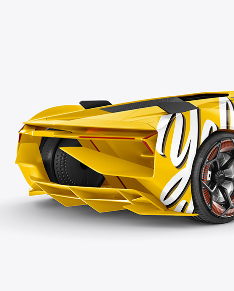 Super Car Mockup - Back Half Side View