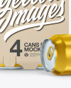 Carton Carrier W/ 4 Glossy Metallic Cans Mockup