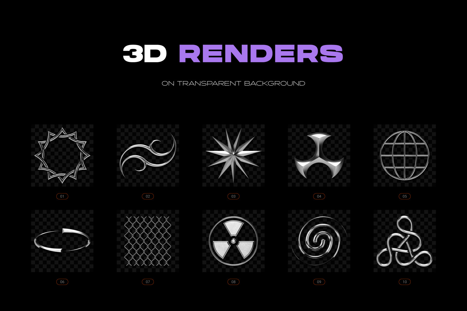 Chrome & vector abstract shapes bundle – 200 geometric design elements Chrome & vector abstract shapes bundle – 200 geometric design elements