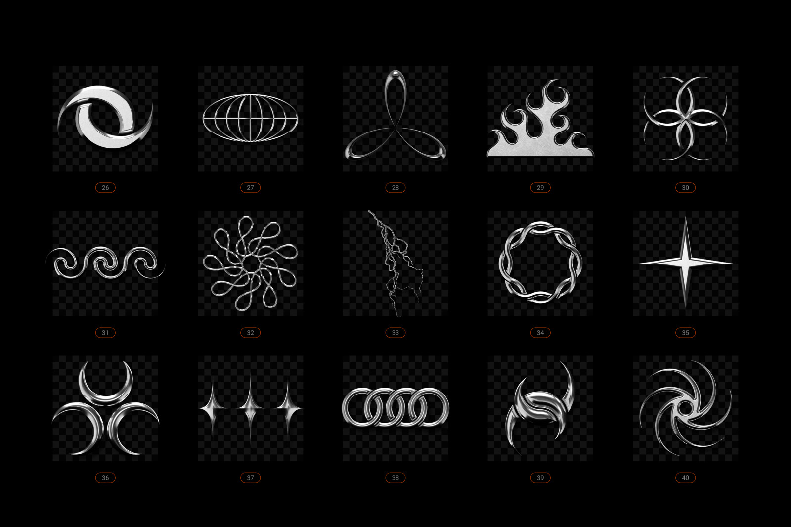 Chrome & vector abstract shapes bundle – 200 geometric design elements Chrome & vector abstract shapes bundle – 200 geometric design elements