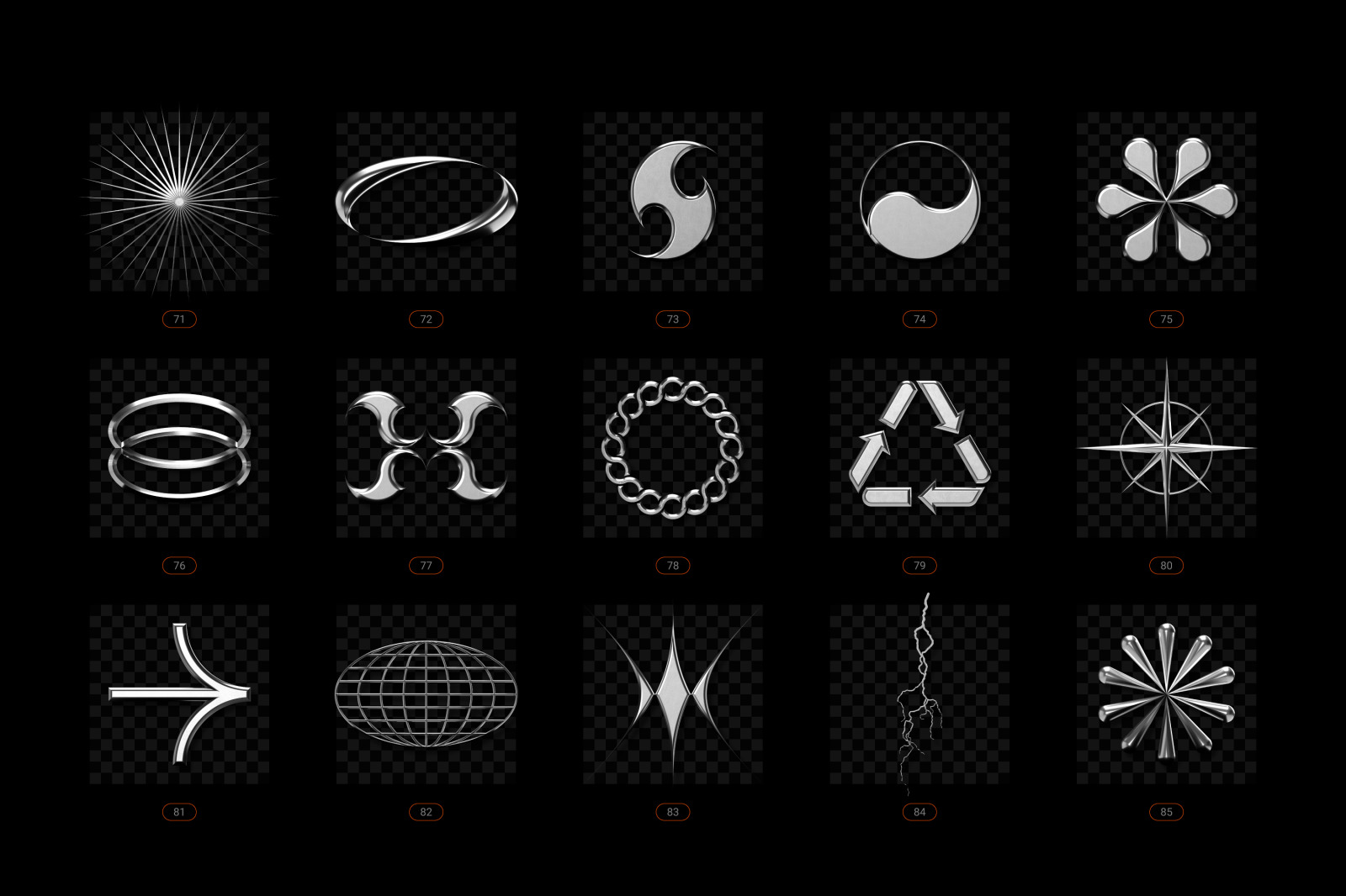 Chrome & vector abstract shapes bundle – 200 geometric design elements Chrome & vector abstract shapes bundle – 200 geometric design elements
