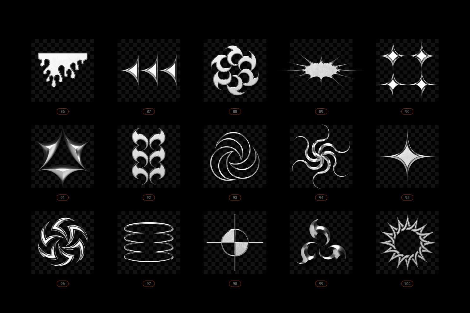 Chrome & vector abstract shapes bundle – 200 geometric design elements Chrome & vector abstract shapes bundle – 200 geometric design elements