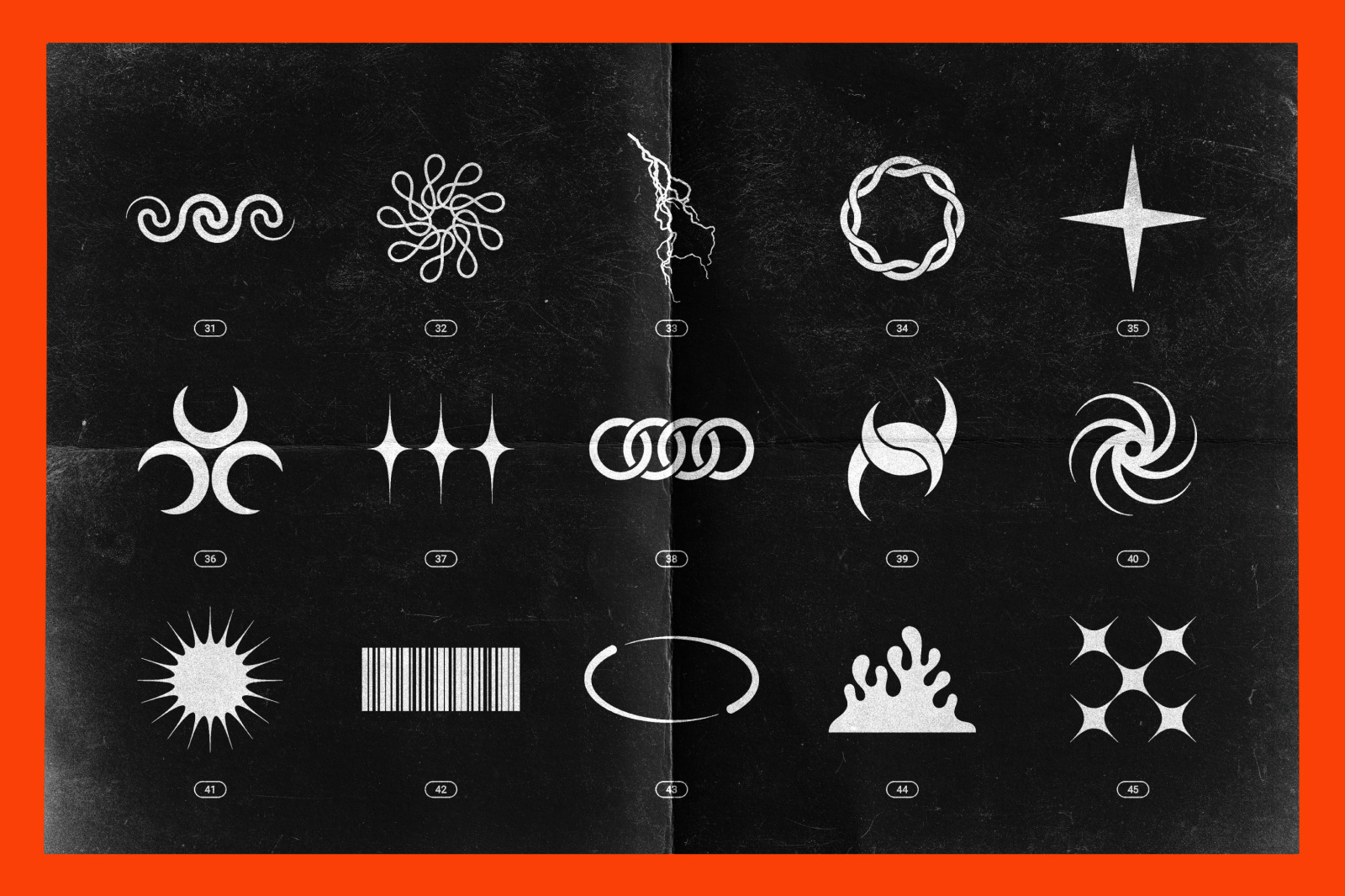 Chrome &amp; vector abstract shapes bundle – 200 geometric design elements