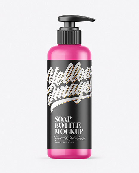 Glossy Soap Bottle w/ Pump Mockup