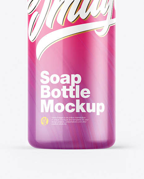 Glossy Soap Bottle w/ Pump Mockup