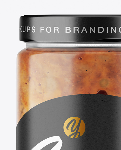 Сlear Glass Jar with Meat Sauce Mockup