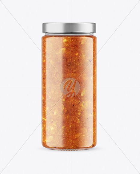 Сlear Glass Jar with Ratatouille sauce Mockup