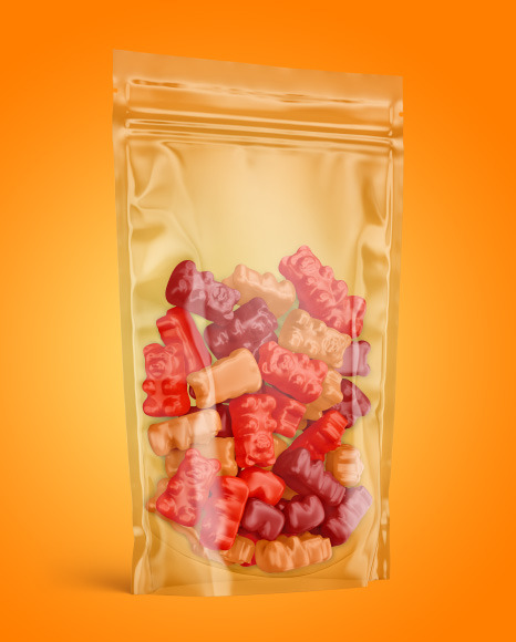 Stand-up Pouch with Gummies Mockup