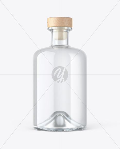 Dry Gin Bottle with Wooden Cap Mockup