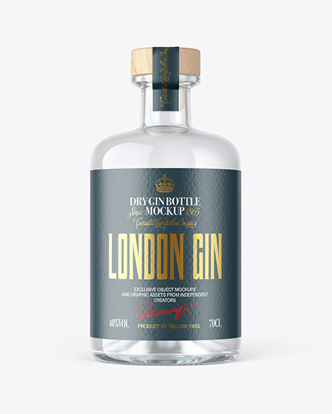 Dry Gin Bottle with Wooden Cap Mockup