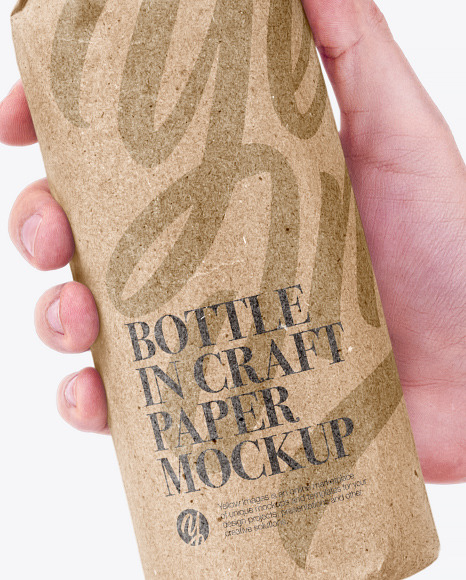 Bottle In Craft Paper Mockup