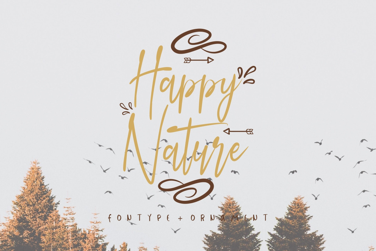 Happy Nature Script and Ornament Font Happy Nature Script and Ornament Font
