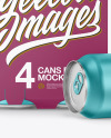 Carton Carrier W/ 4 Matte Metallic Cans Mockup