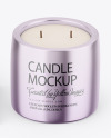 Glossy Metallic Candle W/ Paper Box Mockup