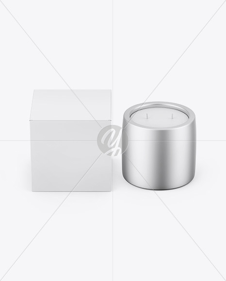 Matte Metallic Candle W/ Paper Box Mockup