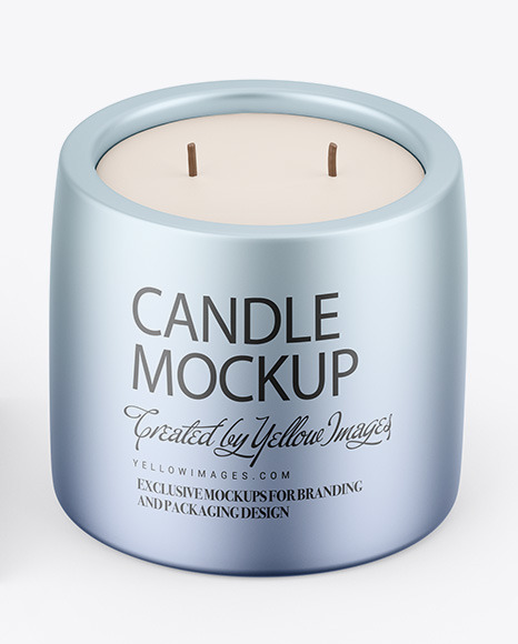 Matte Metallic Candle W/ Paper Box Mockup