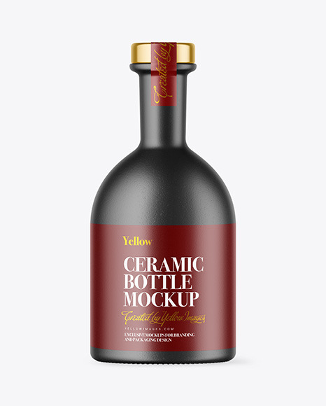 Ceramic Bottle with Wooden Cap Mockup