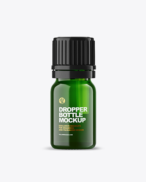 Green Glass Dropper Bottle Mockup