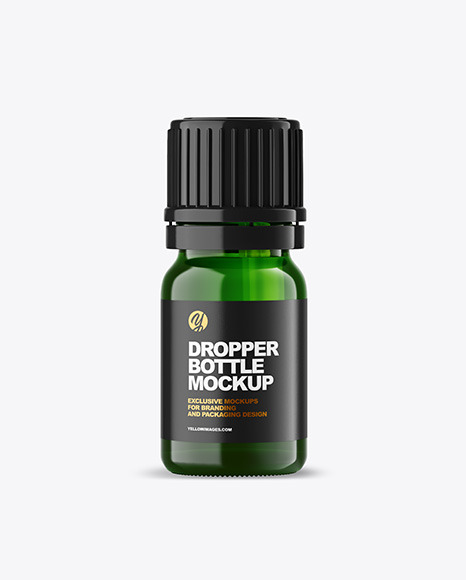 Green Glass Dropper Bottle Mockup