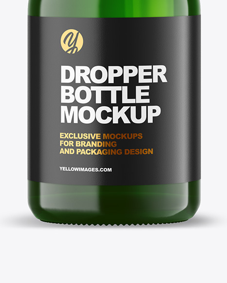 Green Glass Dropper Bottle Mockup