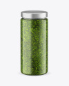 Сlear Glass Jar with Pesto Mockup