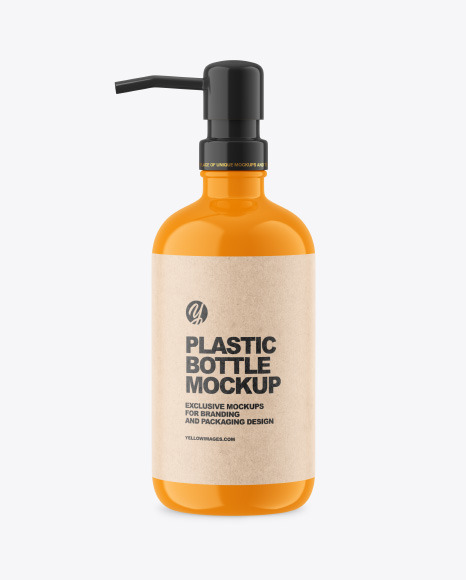 Glossy Plastic Bottle w/ Pump Mockup