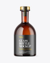 Amber Glass Bottle with Wooden Cap Mockup