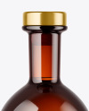 Amber Glass Bottle with Wooden Cap Mockup