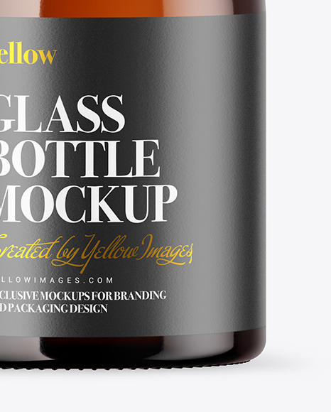 Amber Glass Bottle with Wooden Cap Mockup