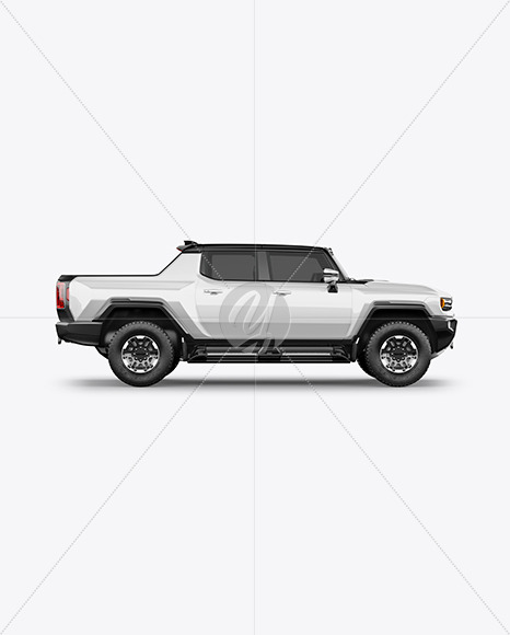 Electric Pickup Truck Mockup - Side View