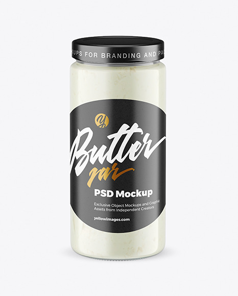 Сlear Glass Jar with Coconut Butter Mockup - Glass+Jar+With+Solid+Coconut+Oil+Mockup+In+Jar+Mockups+On+Yellow