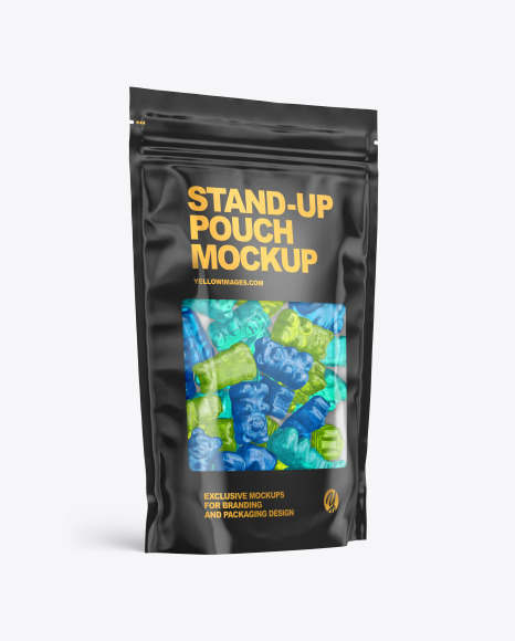 Stand-up Pouch with Gummies Mockup