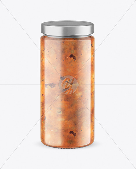 Сlear Glass Jar with Meat Sauce Mockup