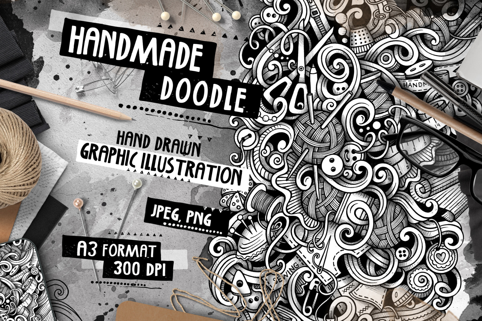 Handmade Graphic Doodle Illustration