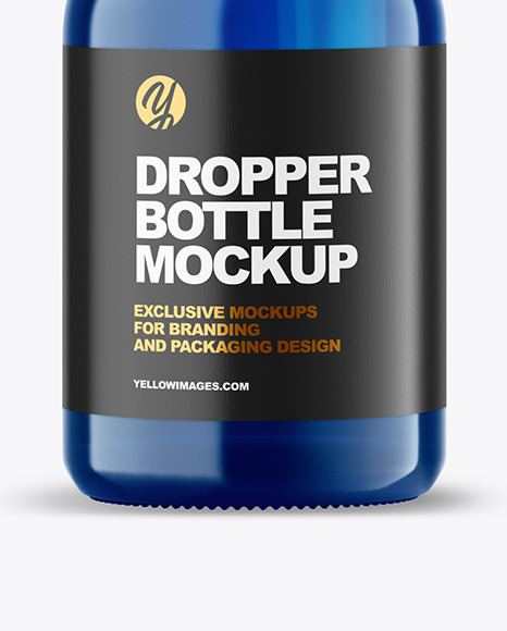 Blue Glass Dropper Bottle Mockup