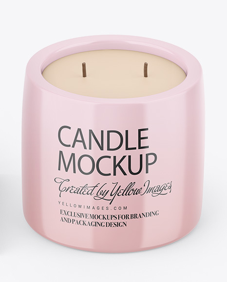 Glossy Candle W/ Kraft Box Mockup